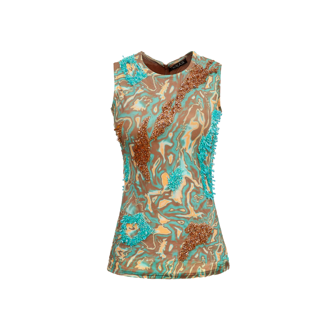 ZUSI TOP (TEAL/BROWN)