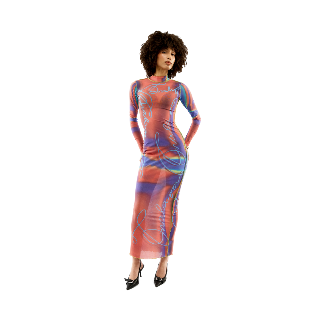 Onalaja Script Dress (Red Blue)