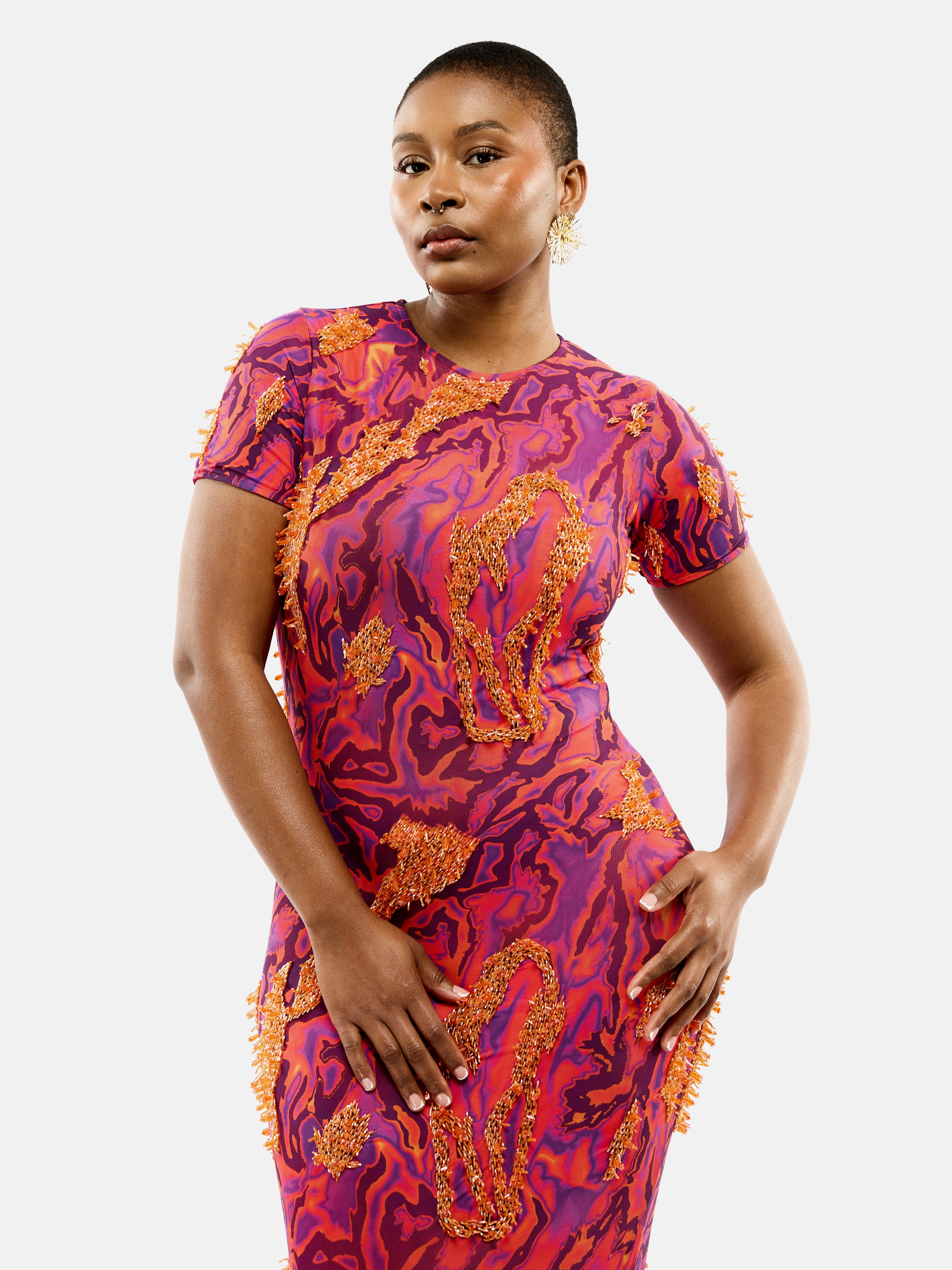 Zusi Dress (Magenta Peach)