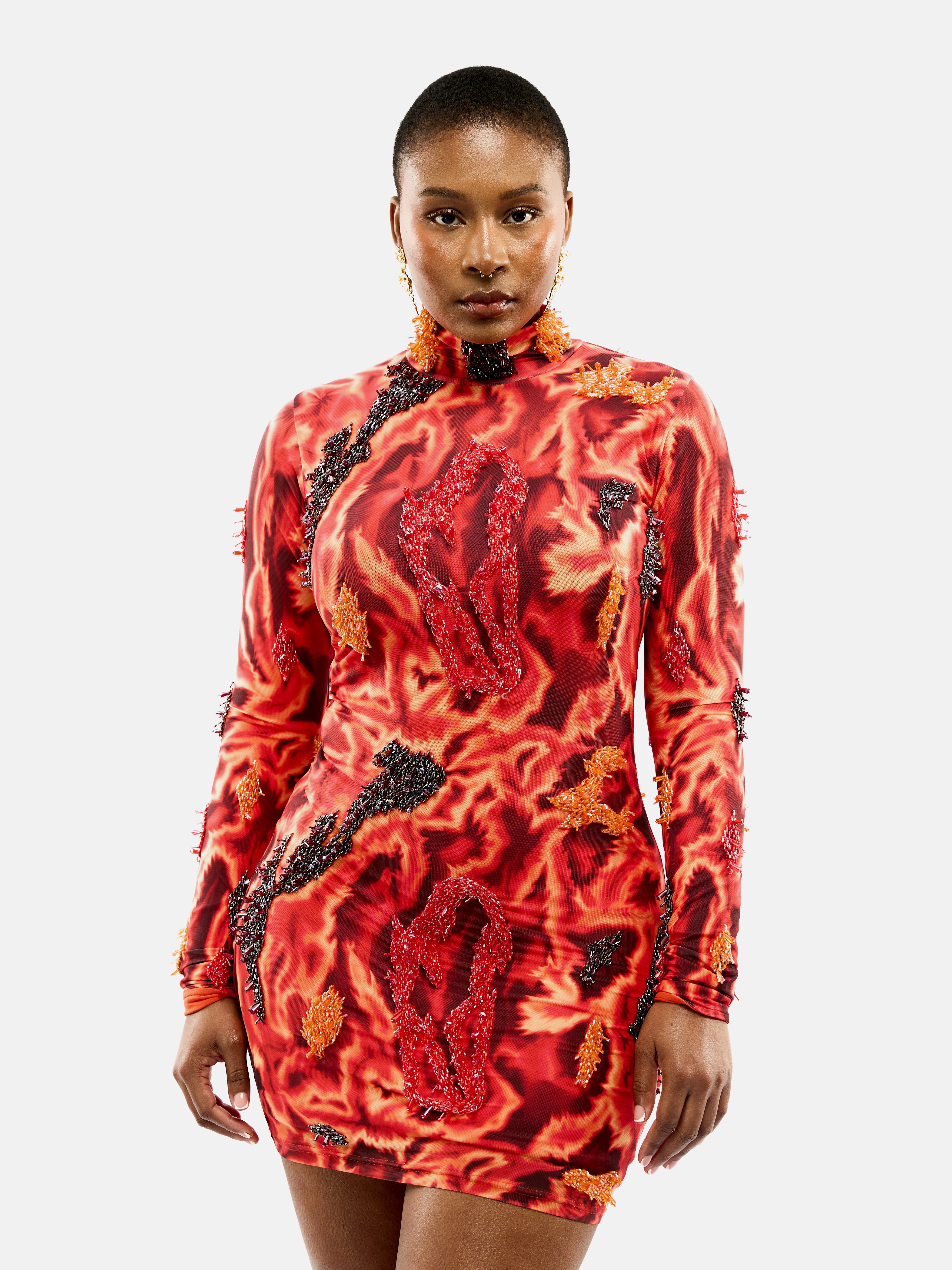 ZUSI MINI DRESS (FIRE RED)