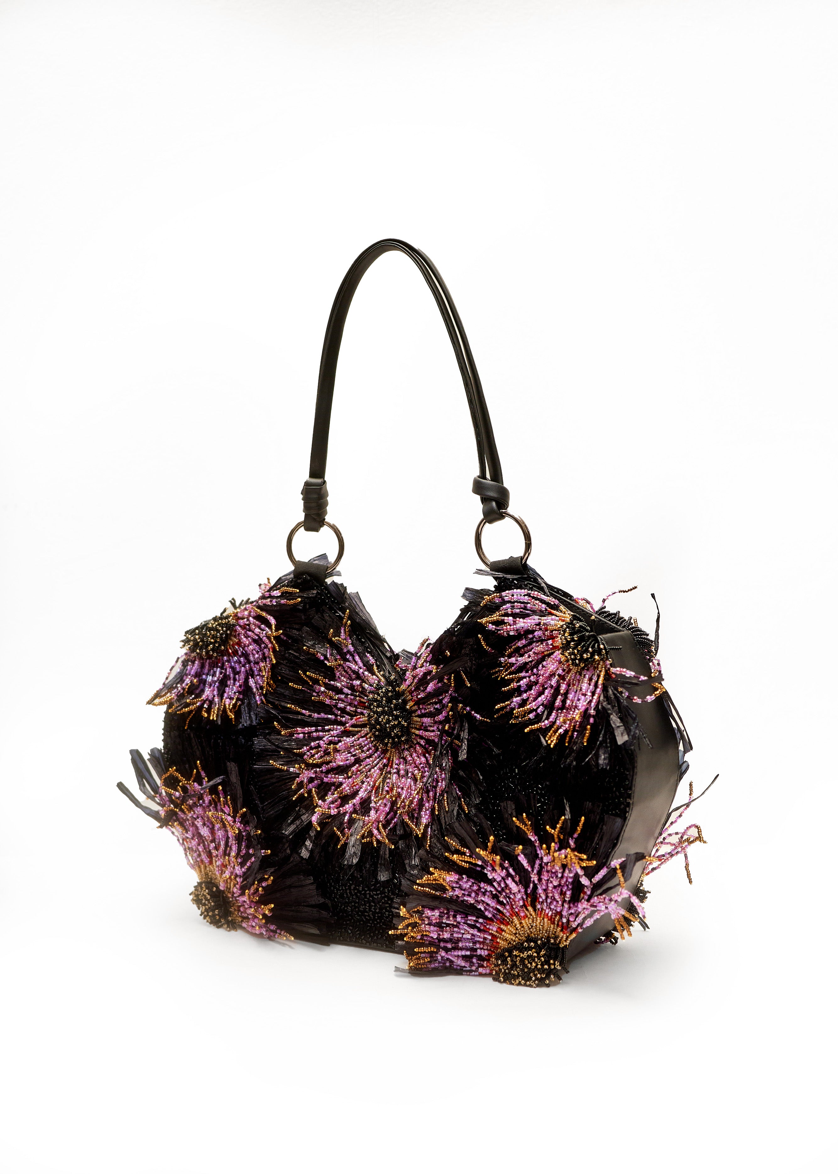 SOLARA RAFFIA BAG (Purple/Black)