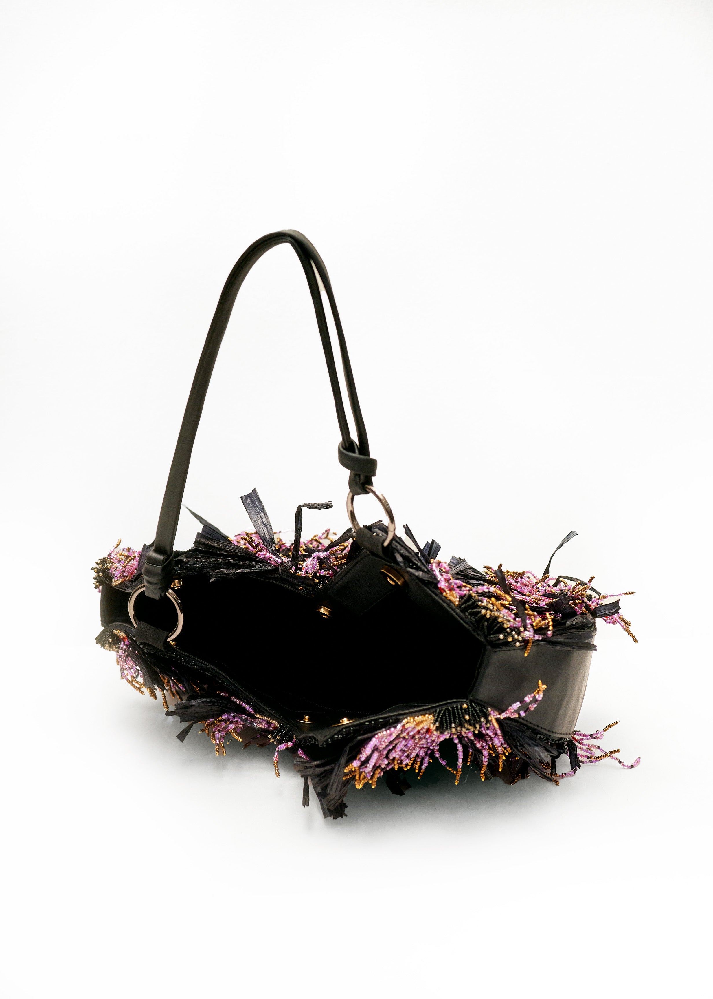 SOLARA RAFFIA BAG (Purple/Black)