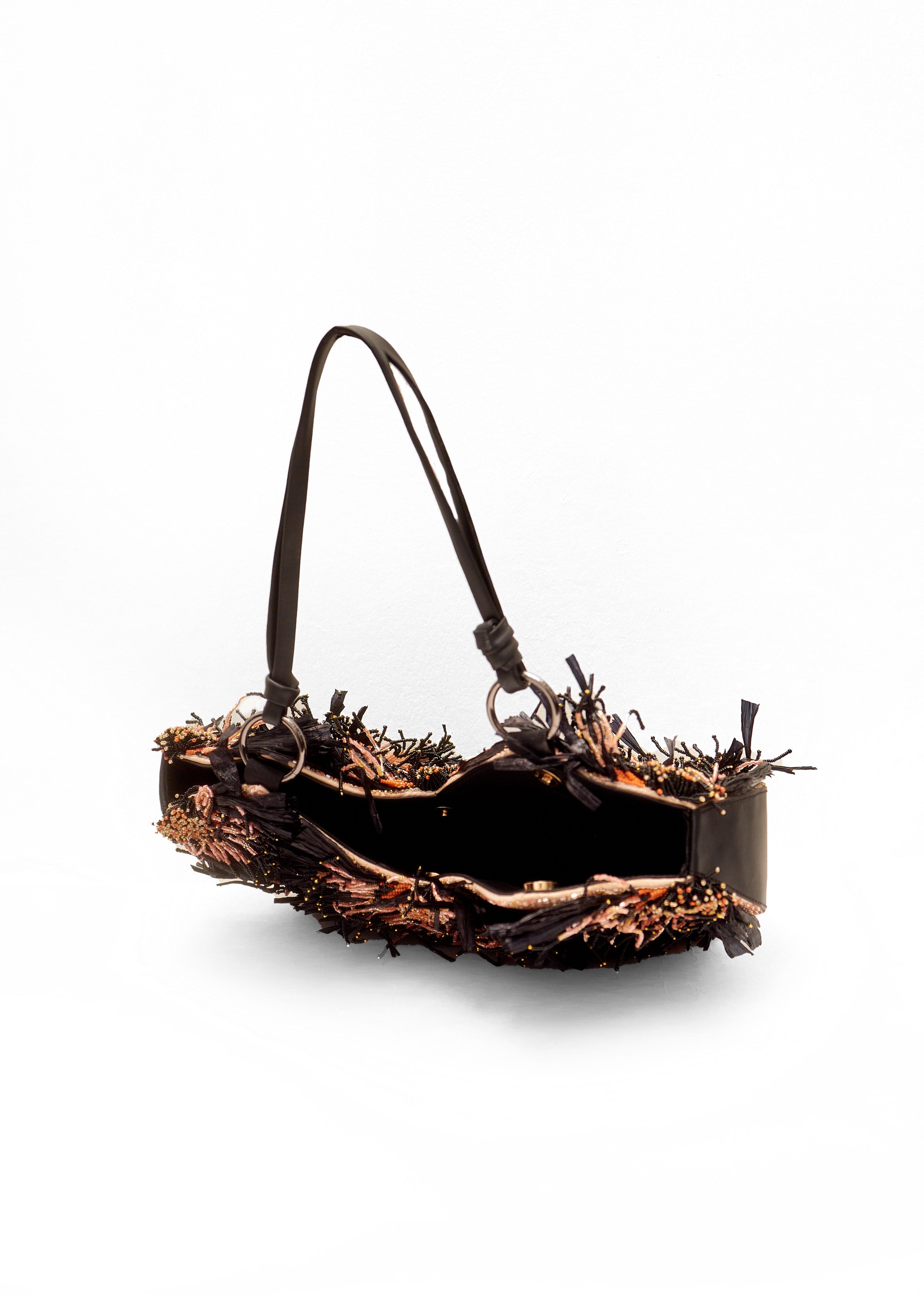 SOLARA RAFFIA BAG (Peach/Black)