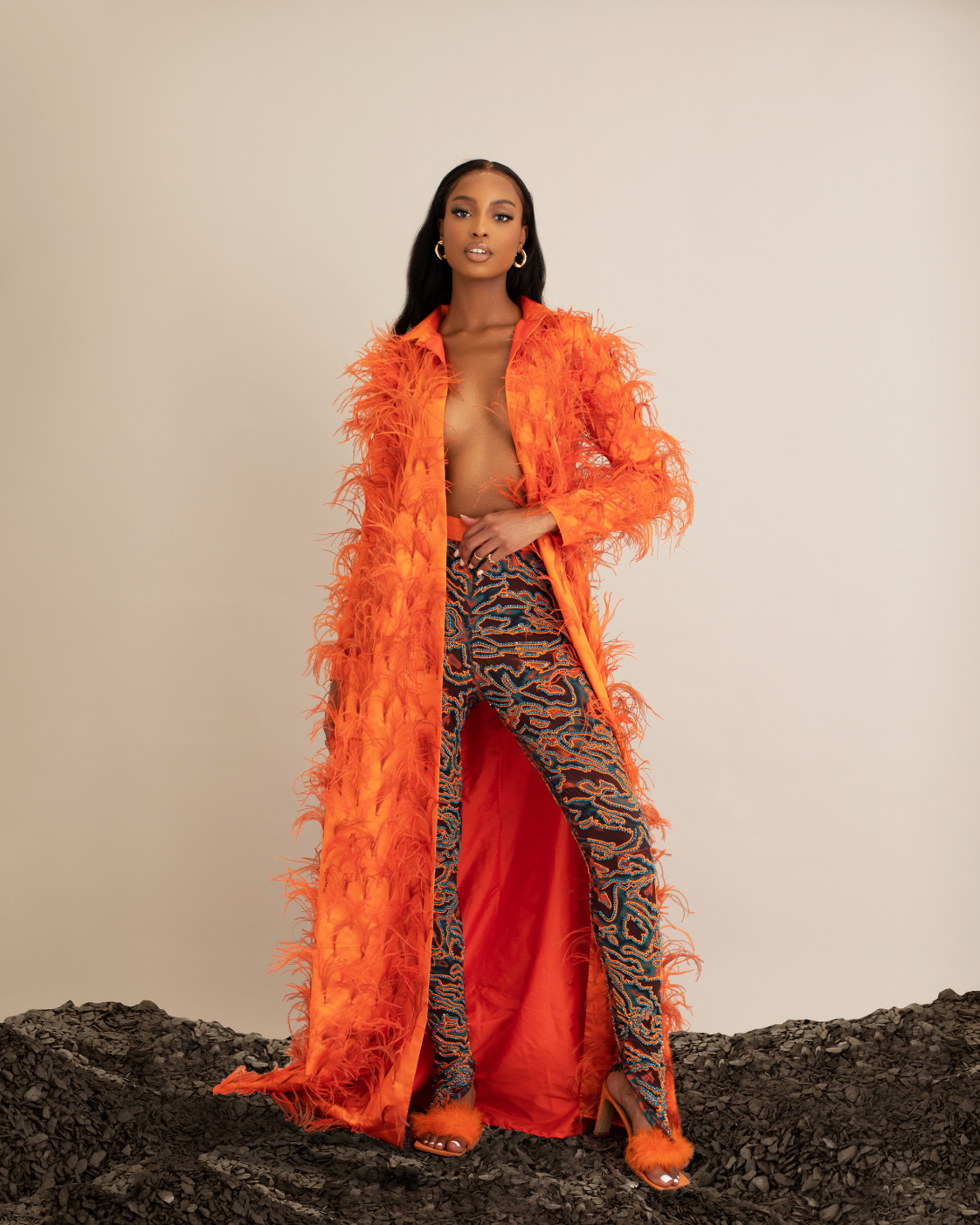 Chemise longue à plumes Draie