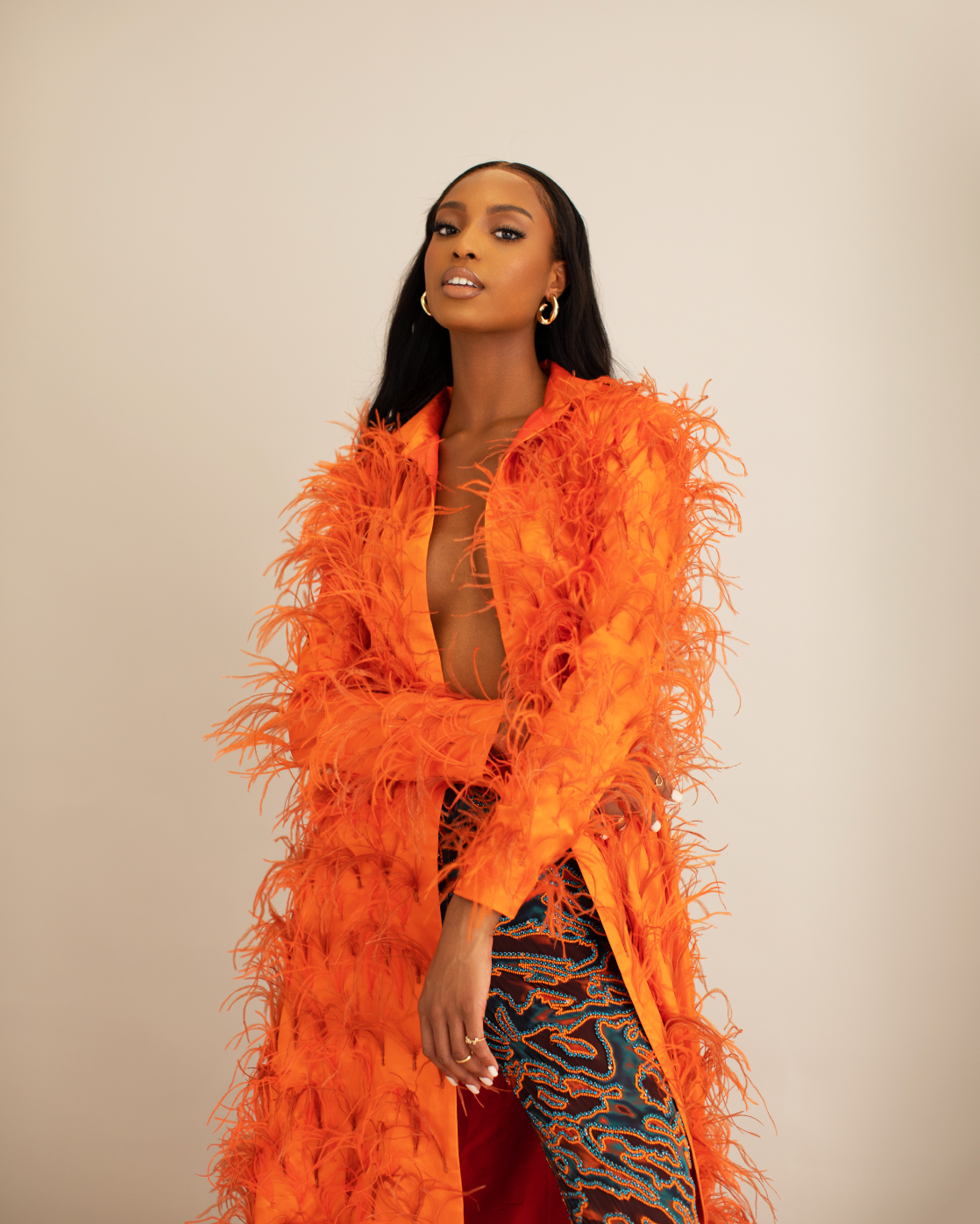 Chemise longue à plumes Draie