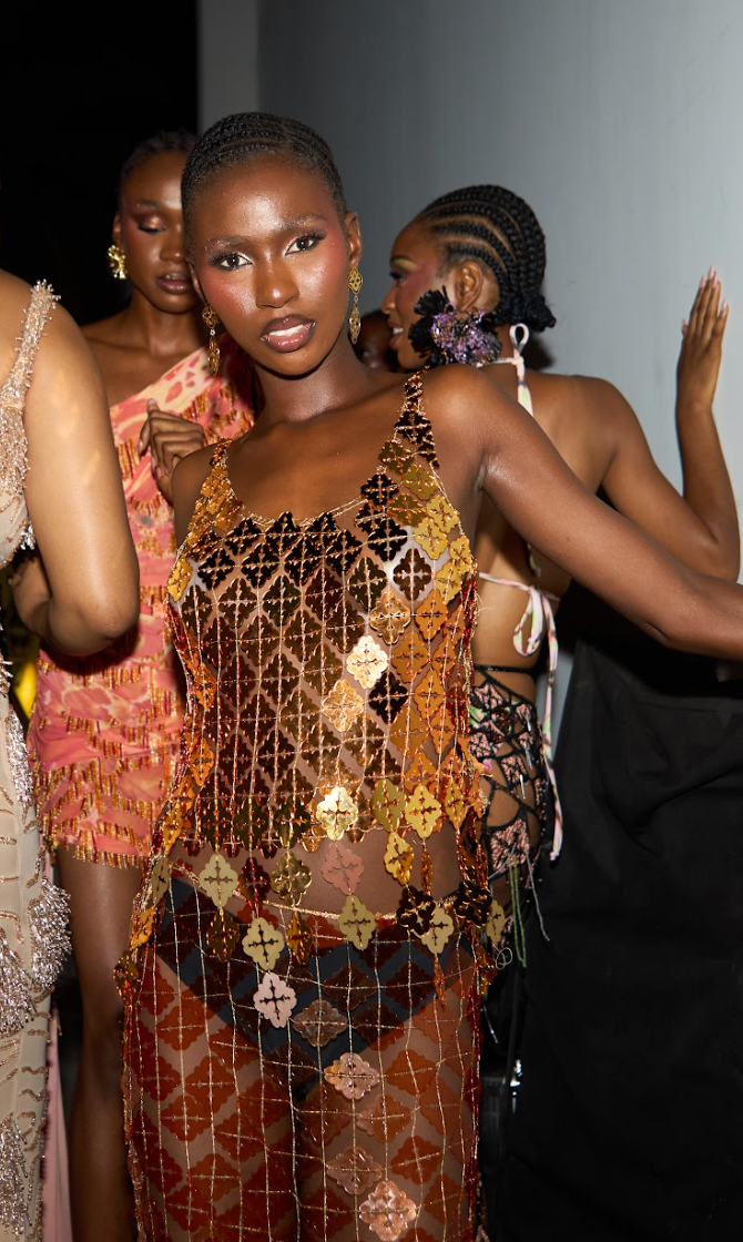 ONALAJA SEQUIN EMBLEM SLIP TOP