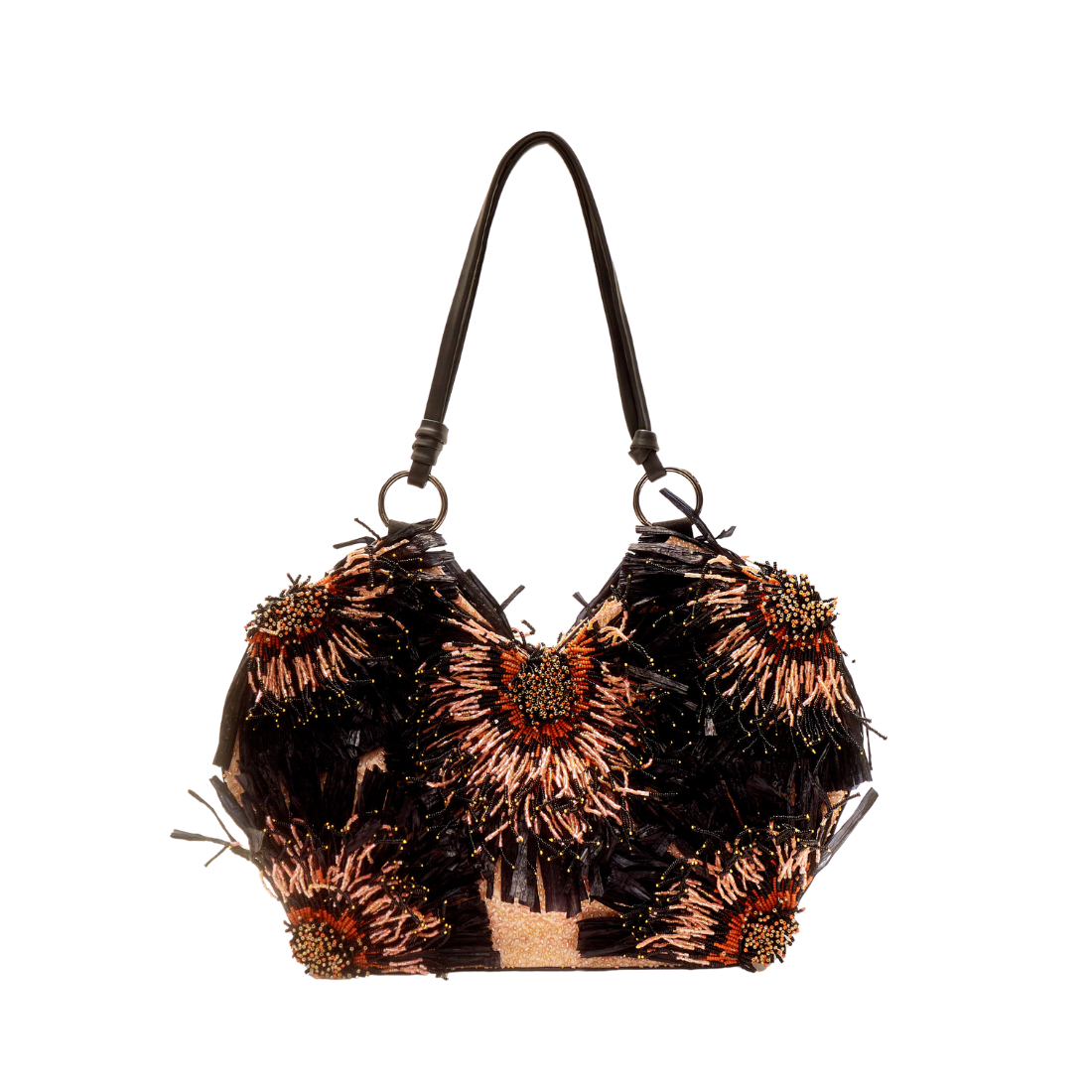 SOLARA RAFFIA BAG (Peach/Black)