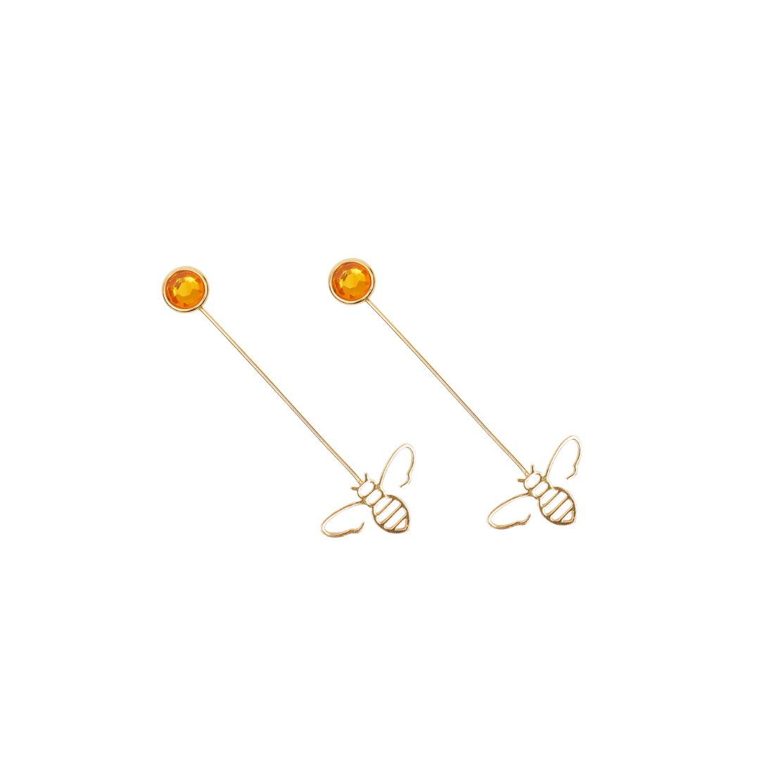 Bee Drop Earrings (Orange)