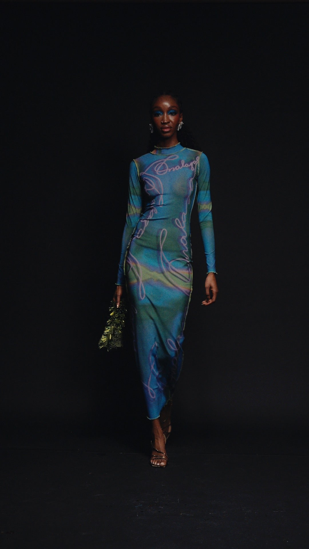 Onalaja Script Dress (Blue Green)
