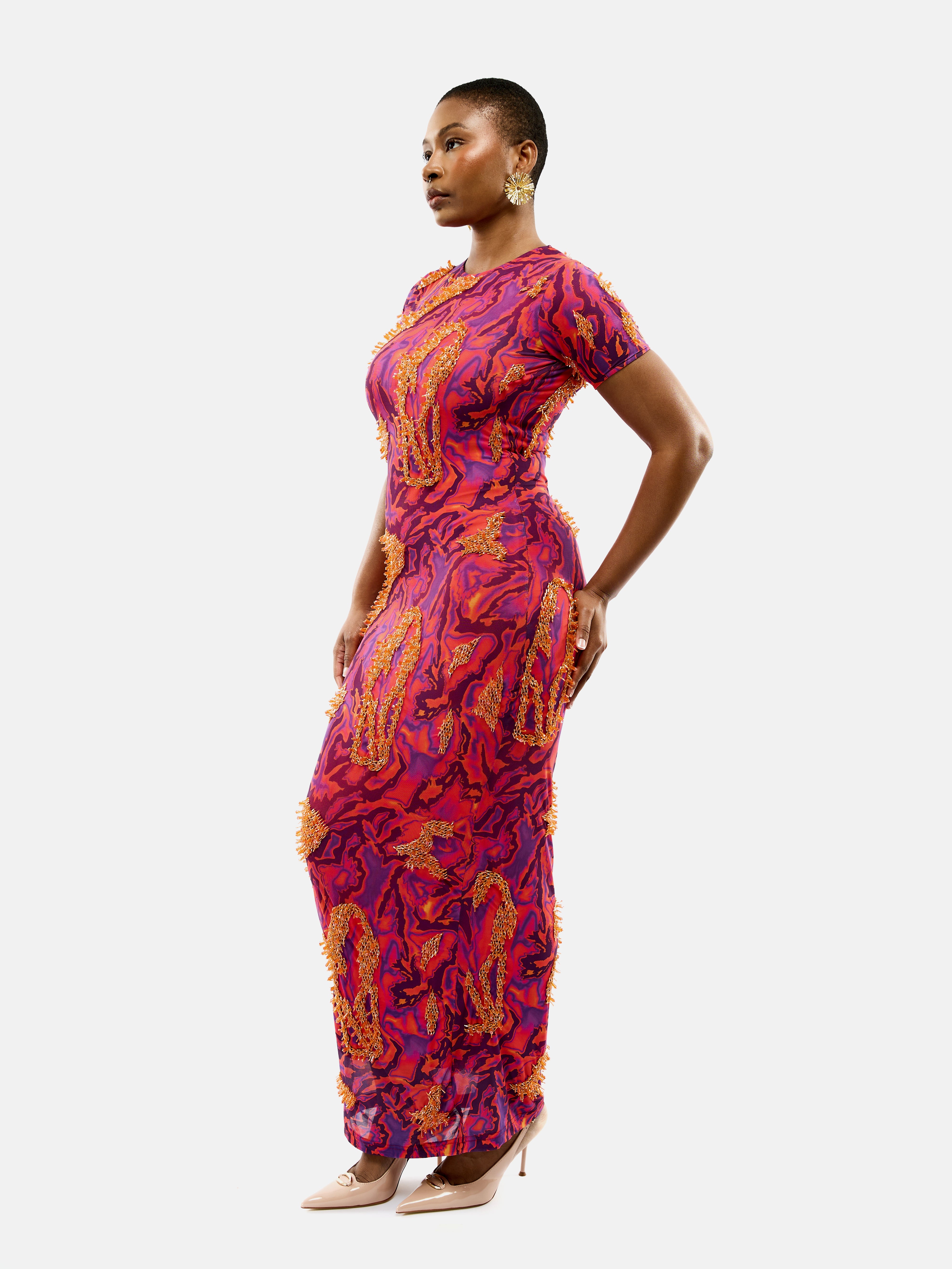 Zusi Dress (Magenta Peach)