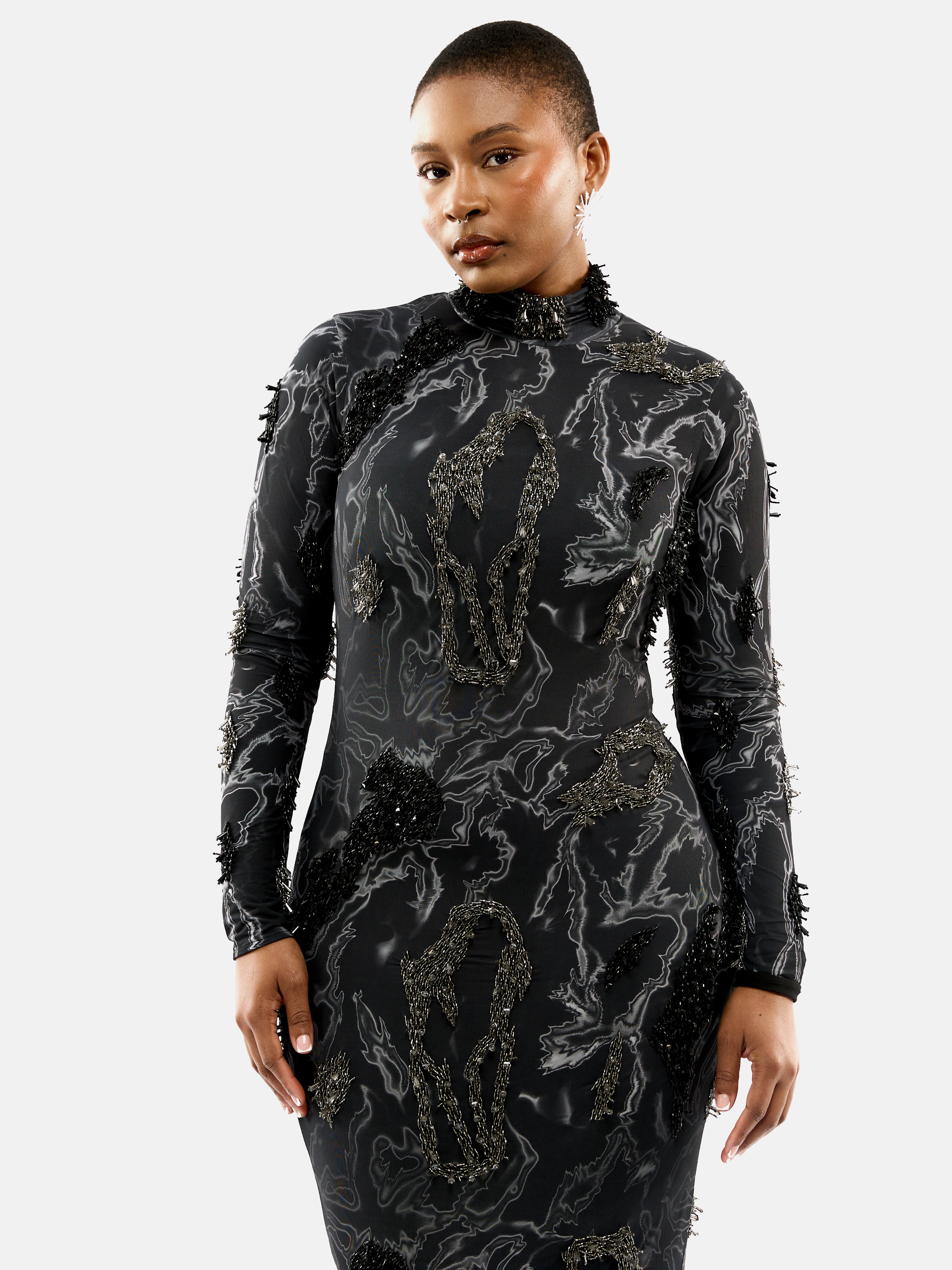 ZUSI DRESS (BLACK STORM)