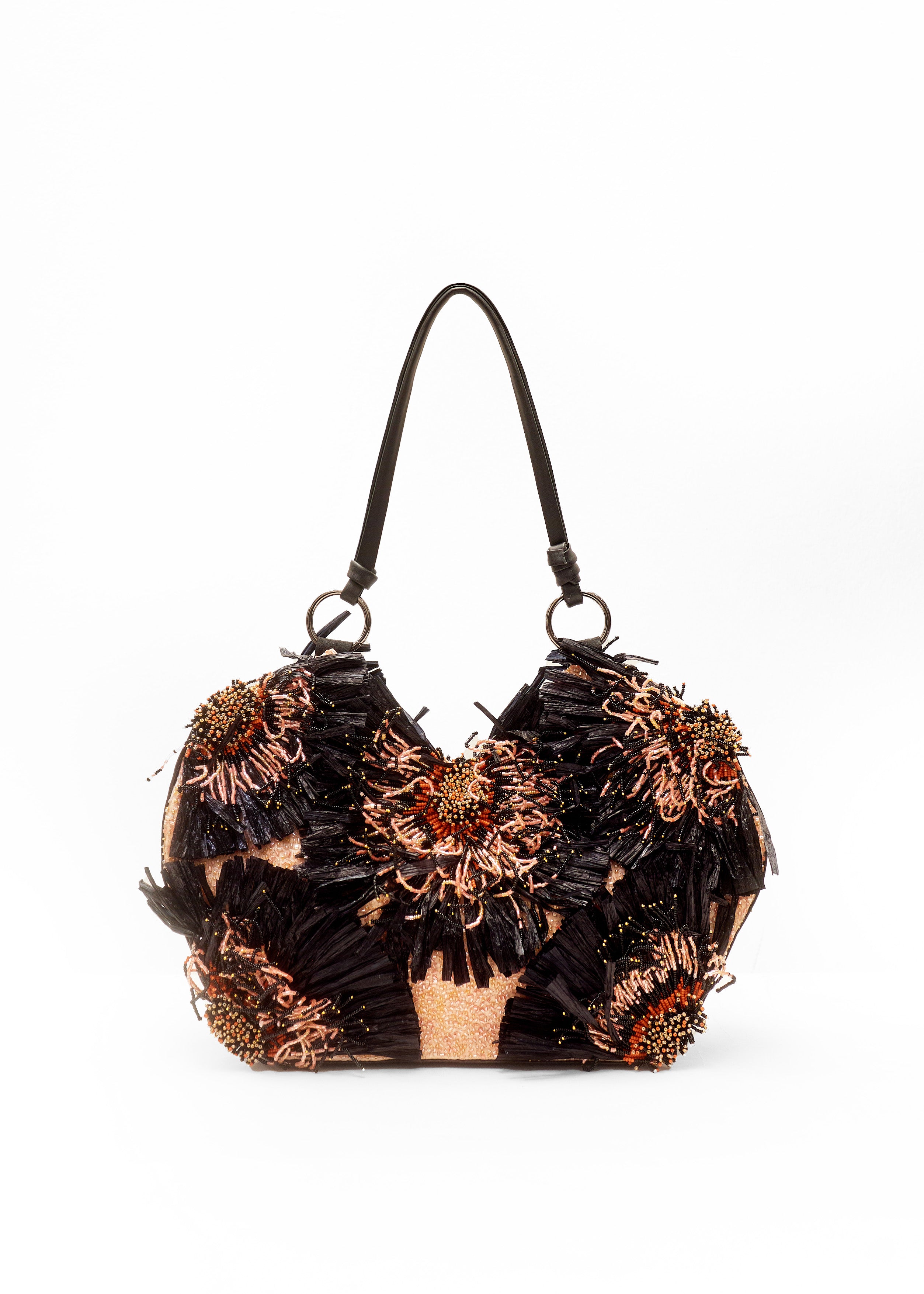 SOLARA RAFFIA BAG (Peach/Black)