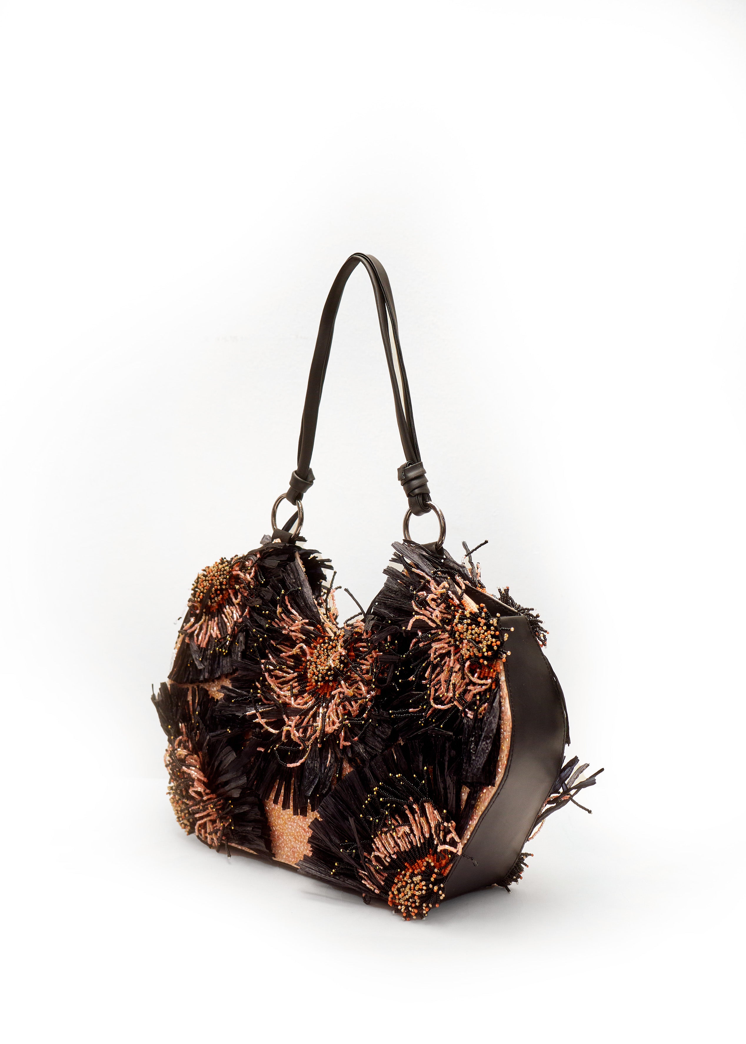 SOLARA RAFFIA BAG (Peach/Black)