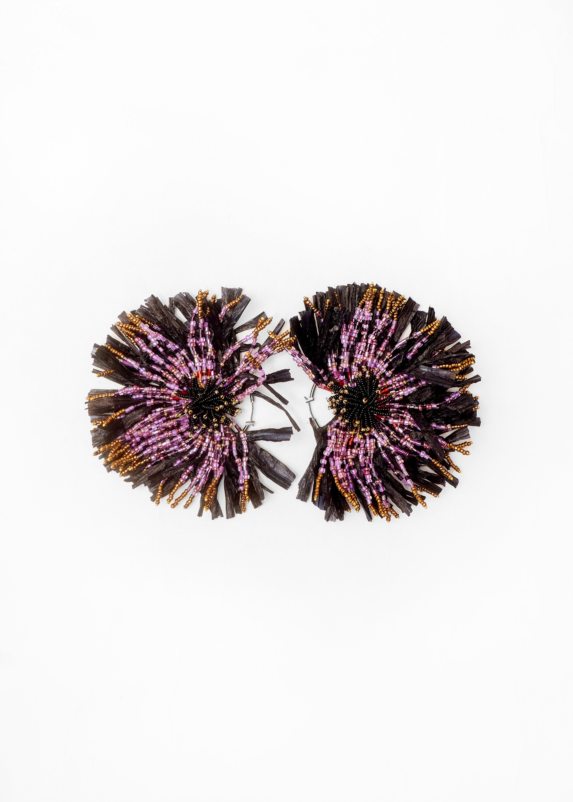 SOLARA RAFFIA EARRINGS (PURPLE/GOLD)