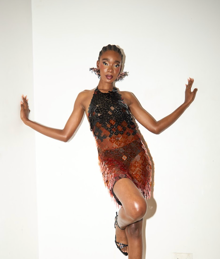 ONALAJA SEQUIN EMBLEM MINI DRESS