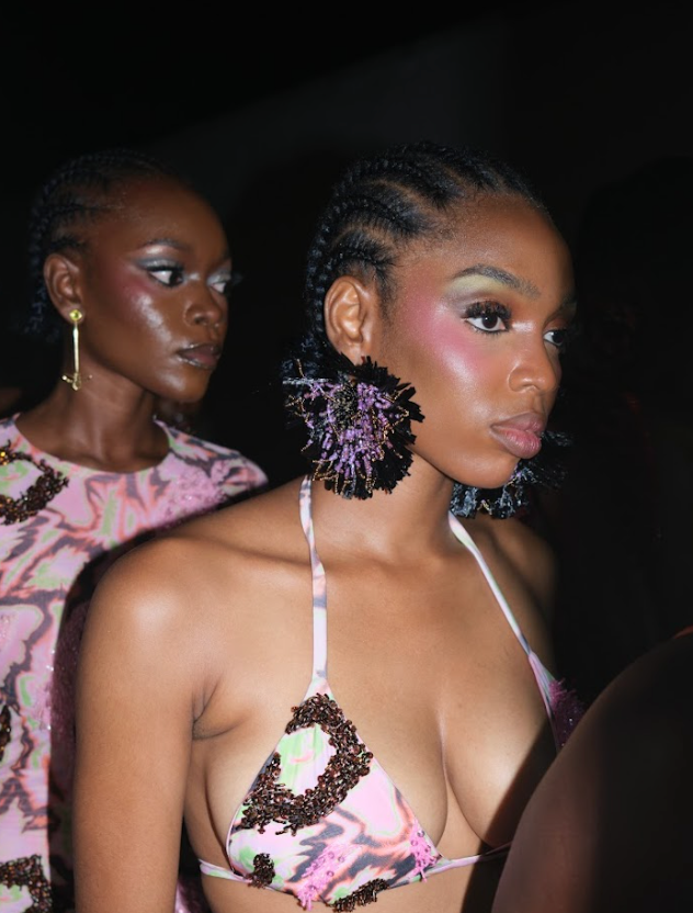 SOLARA RAFFIA EARRINGS (PURPLE/GOLD)