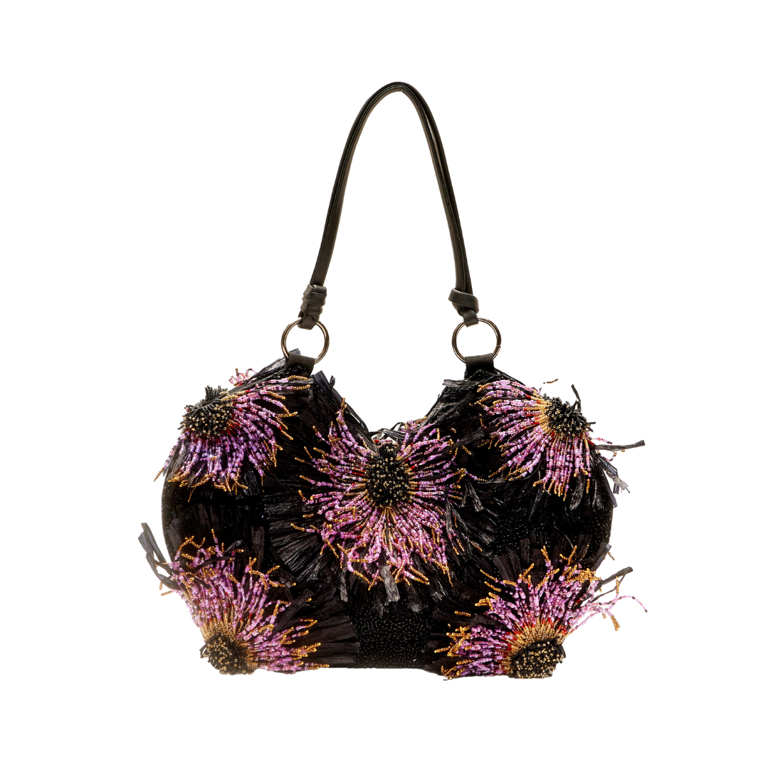 SOLARA RAFFIA BAG (Purple/Black)