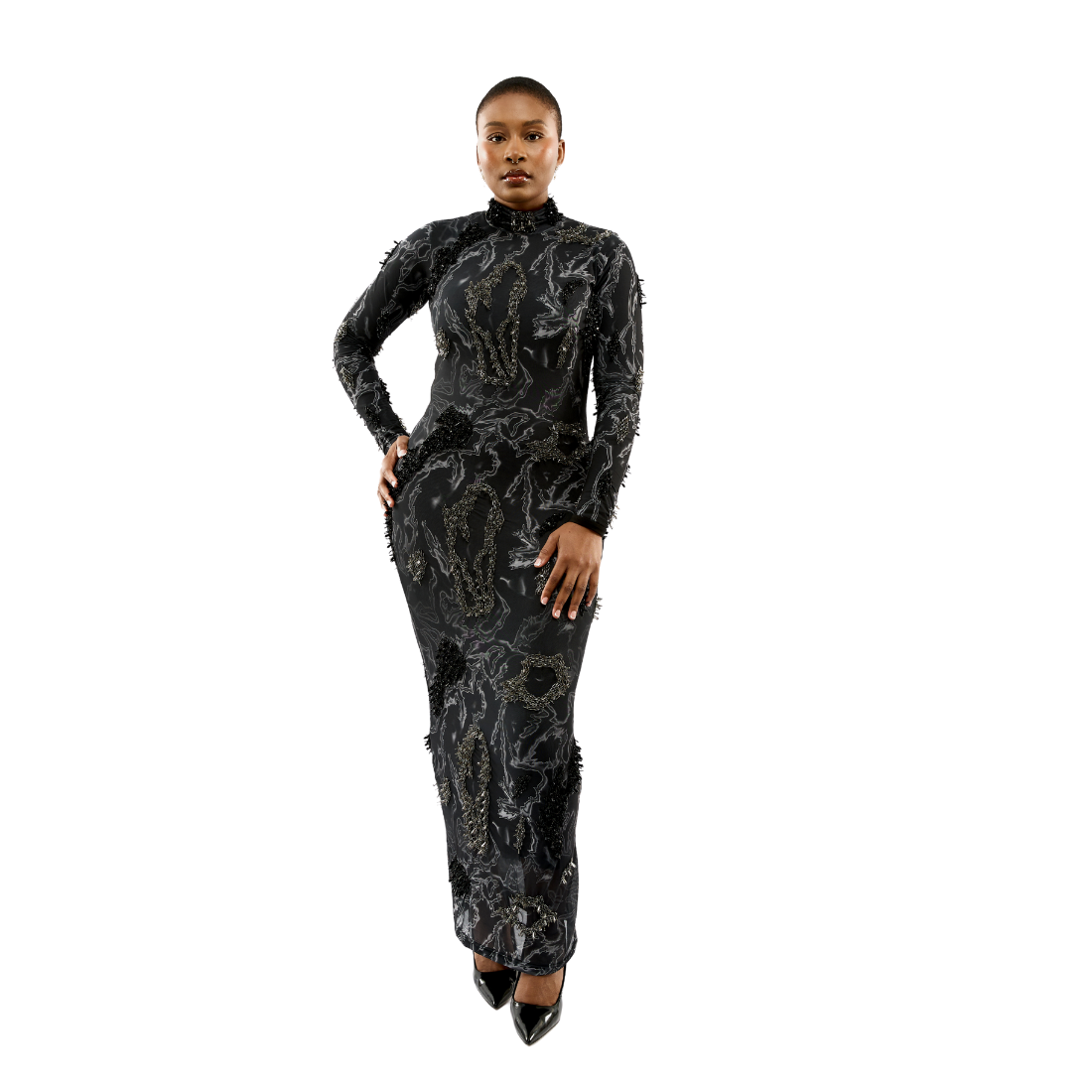 ZUSI DRESS (BLACK STORM)